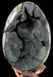 Septarian Dragon Egg Geode - Black Crystals #55722-1